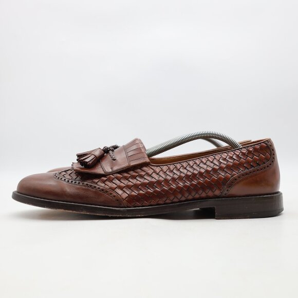 Mezlan Alicante Loafer Tassel Brown Leather Braided Side Men's 13 B Made Spain - Picture 4 of 11
